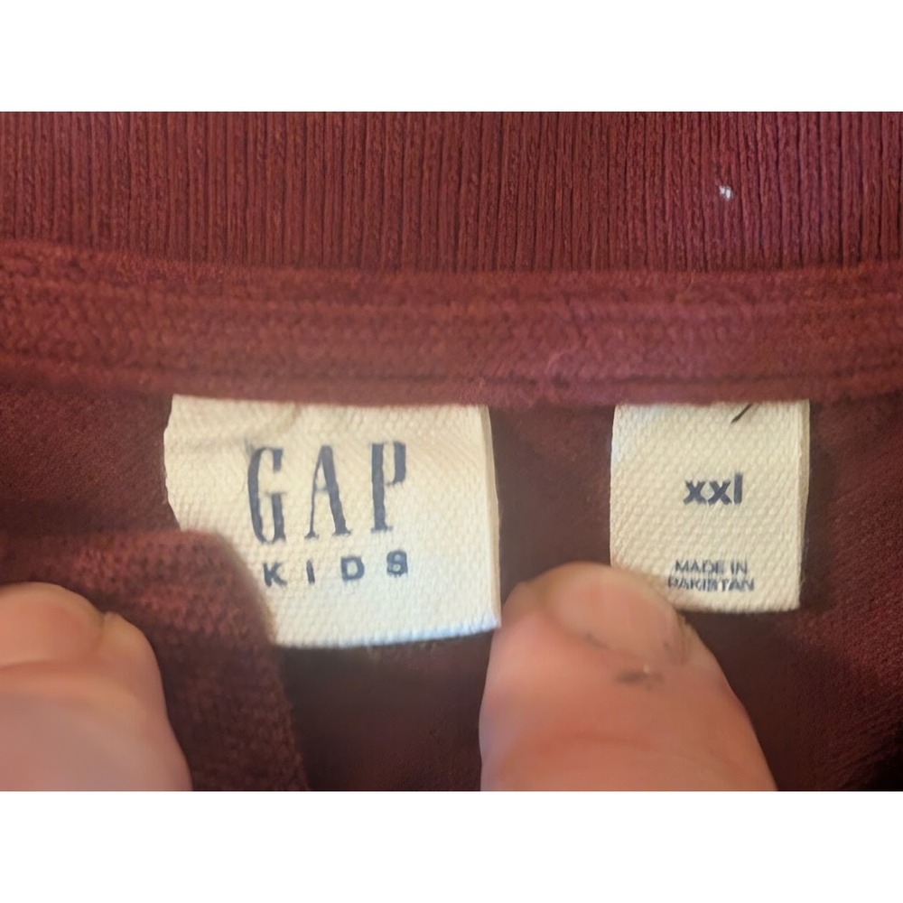 GAP Kids Rugby Shirt Maroon Long Sleeve Polo XXL Boys Pre-Owned - Picture 2 of 3